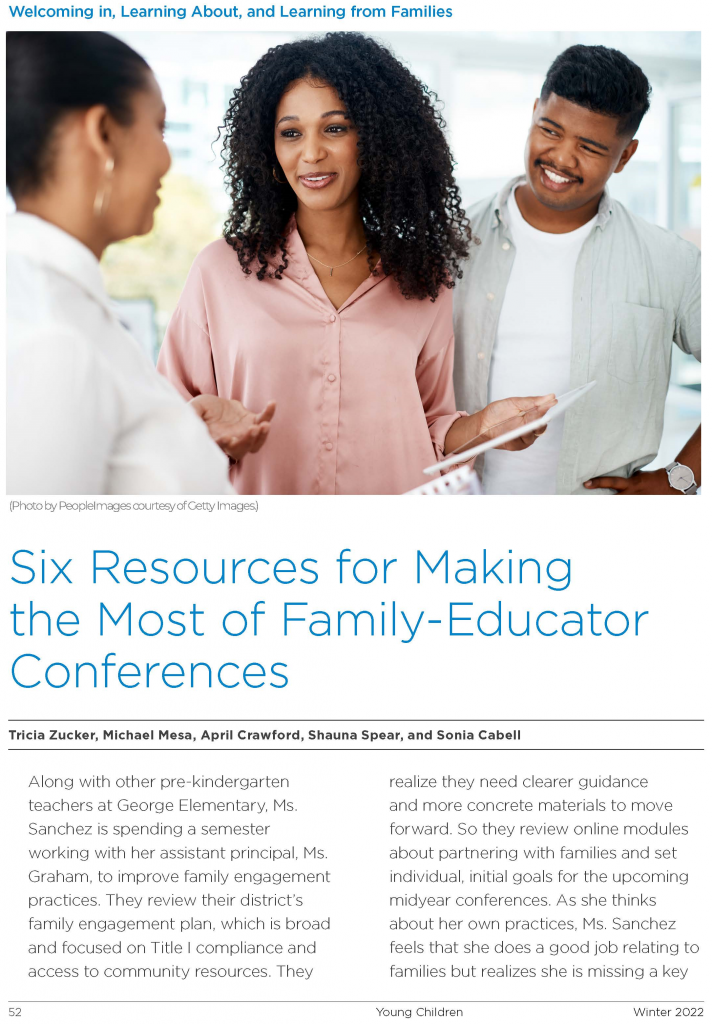 Educator having a conference with a family.