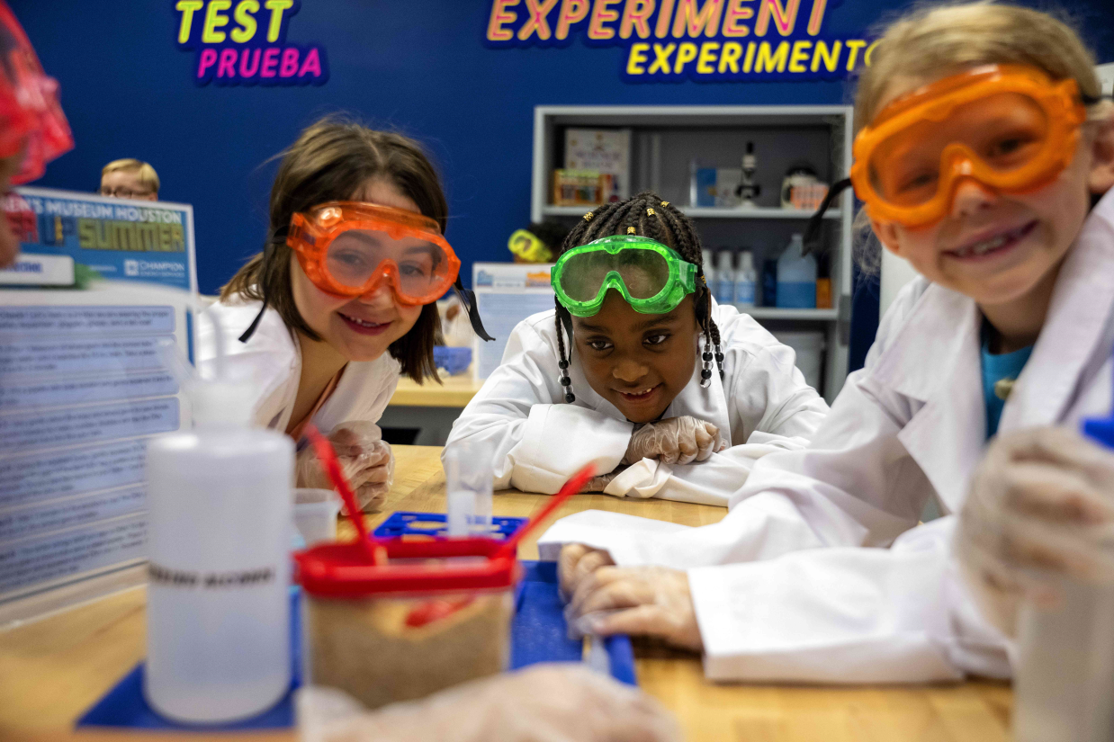 Children conducting experiments at the Children's Museum Houston